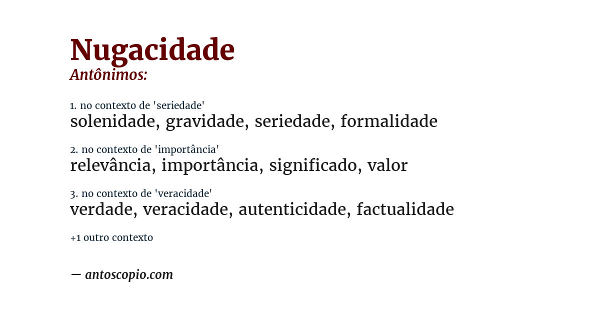 Antônimo de nugacidade