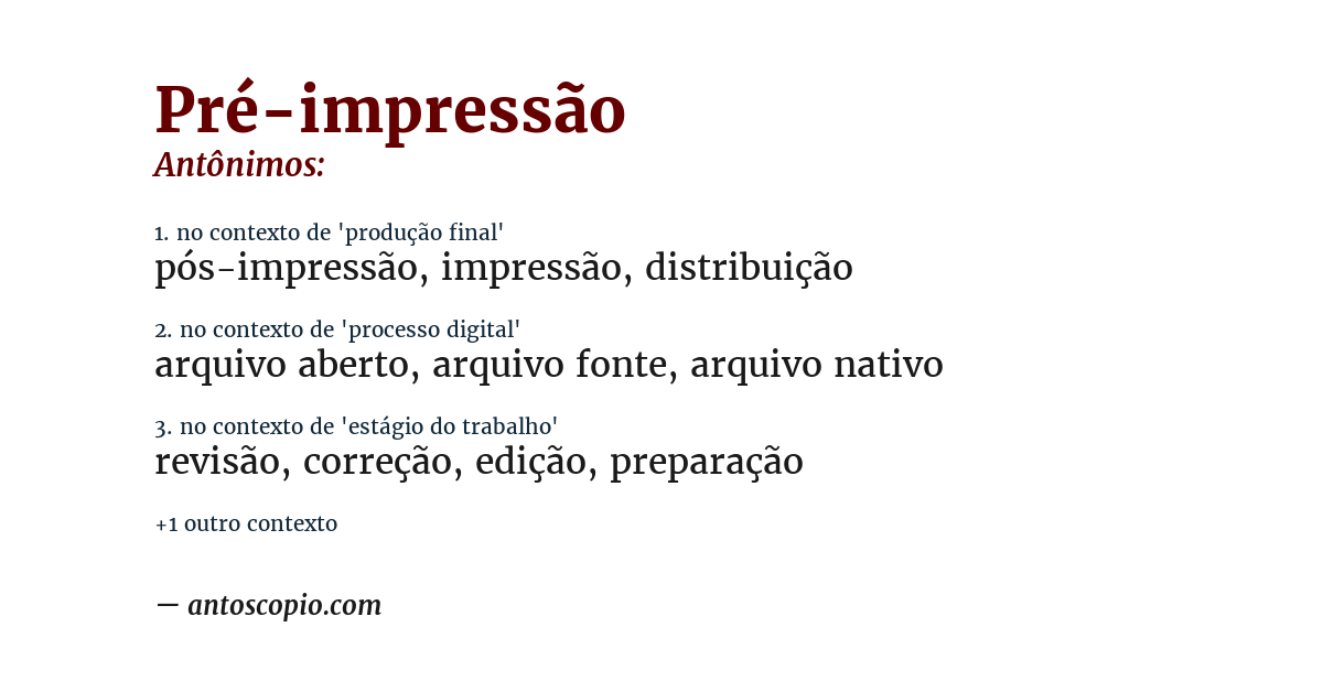 Antônimo de pré-impressão