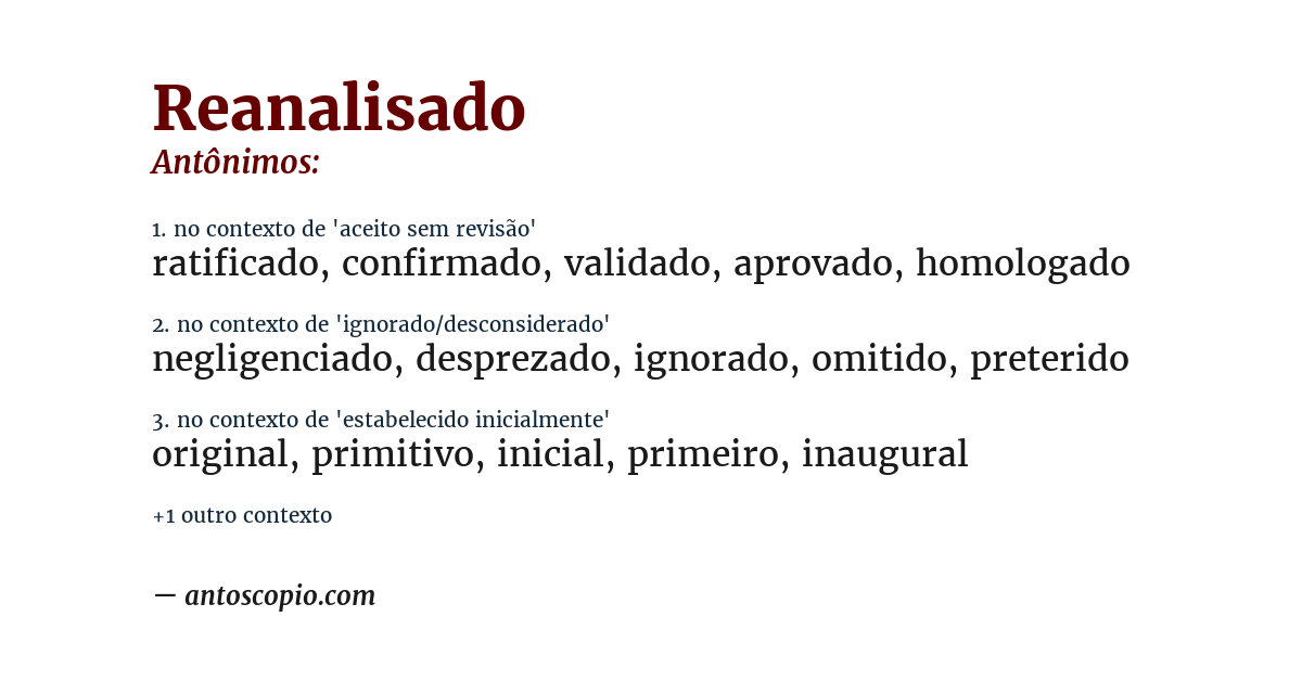 Antônimo de reanalisado