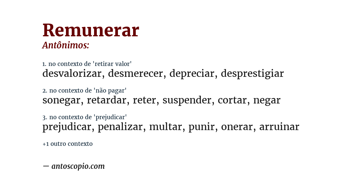 Antônimo de remunerar