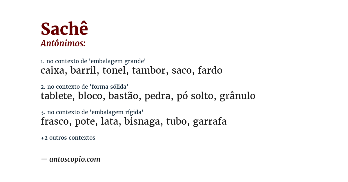 Antônimo de sachê