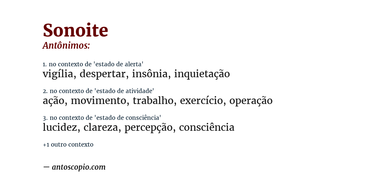Antônimo de sonoite