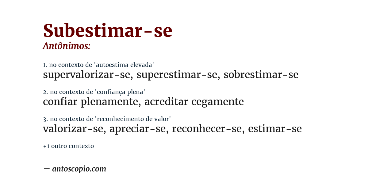 Antônimo de subestimar-se