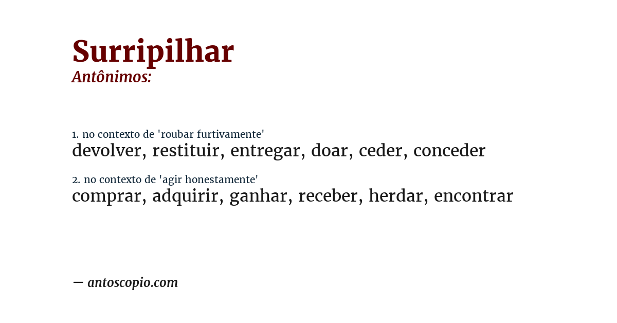 Antônimo de surripilhar