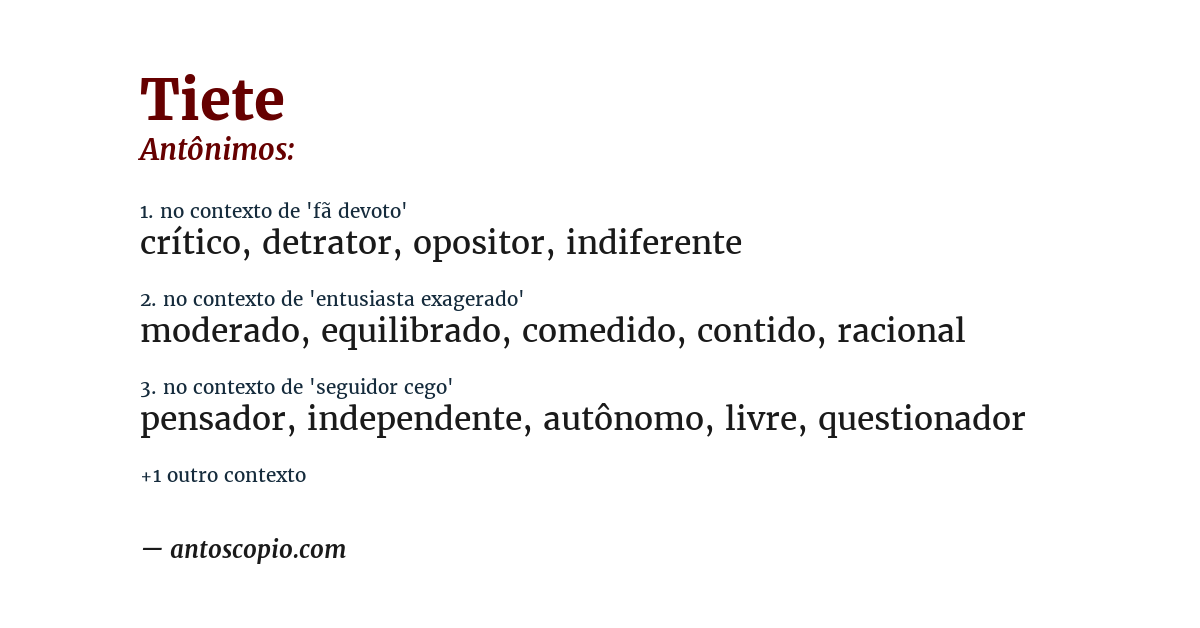Antônimo de tiete