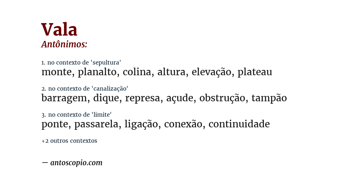 Antônimo de vala