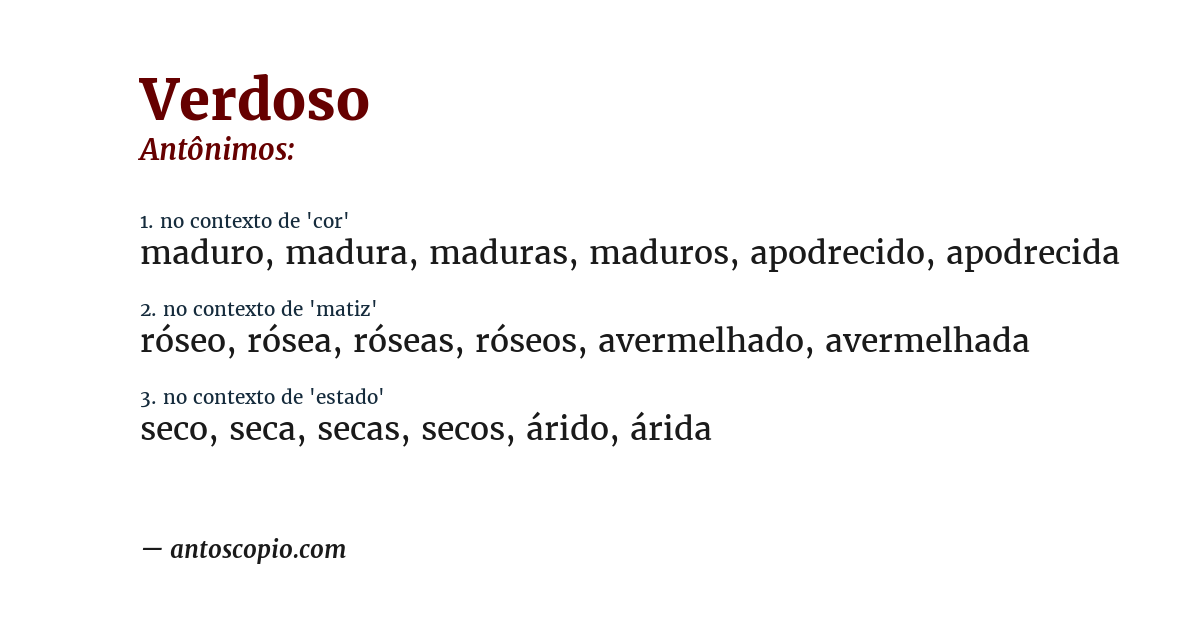 Antônimo de verdoso