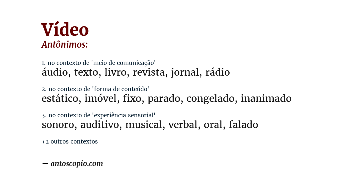 Antônimo de vídeo