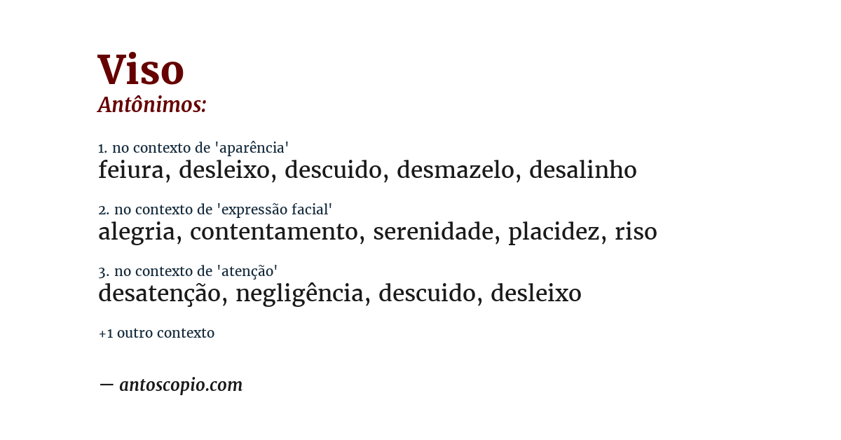 Antônimo de viso