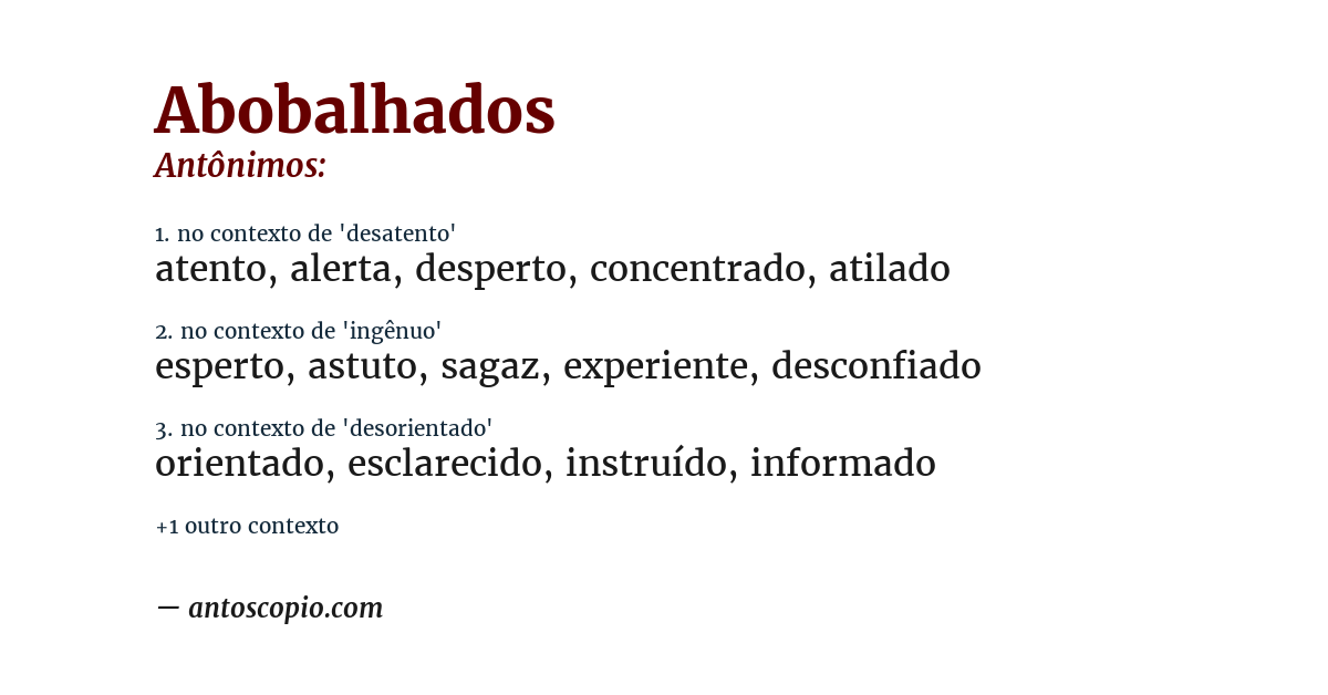 Antônimo de abobalhados
