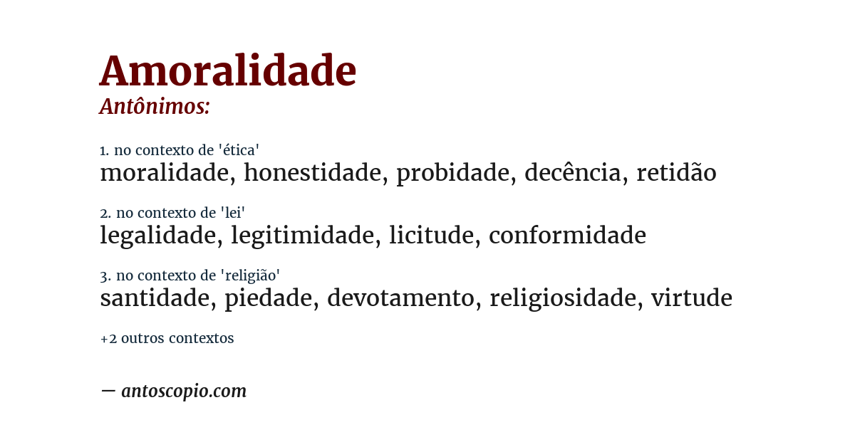 Antônimo de amoralidade