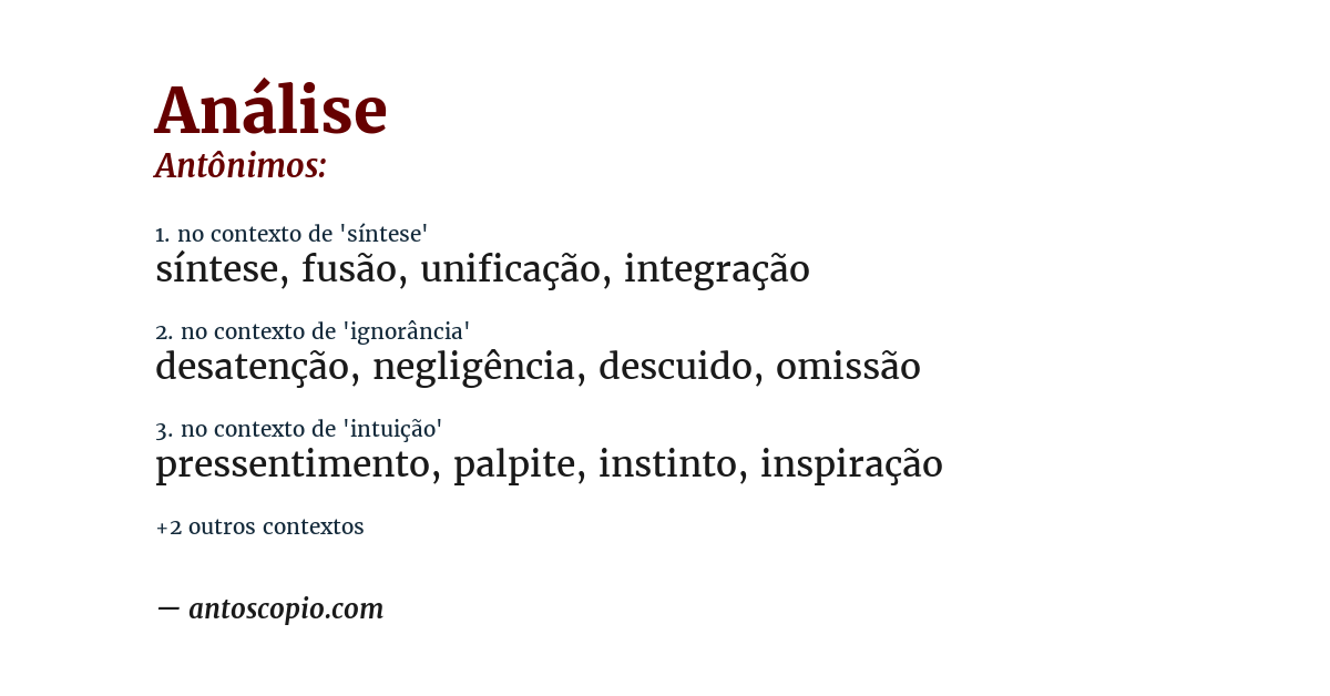 Antônimo de análise