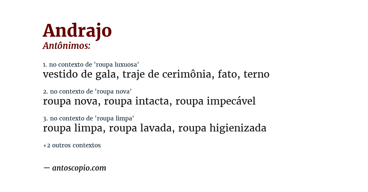 Antônimo de andrajo