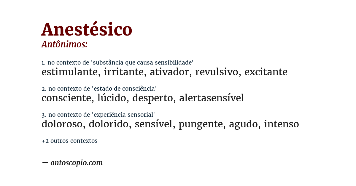 Antônimo de anestésico