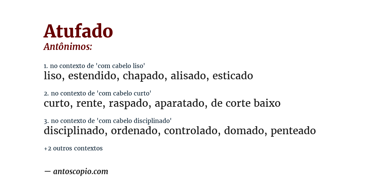 Antônimo de atufado