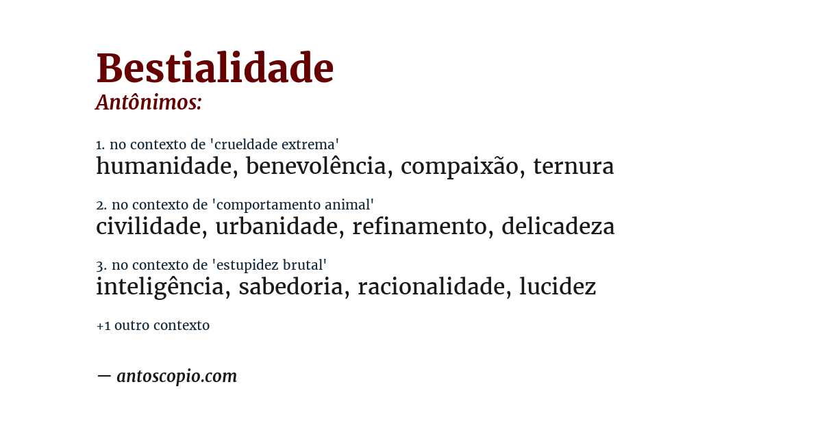 Antônimo de bestialidade