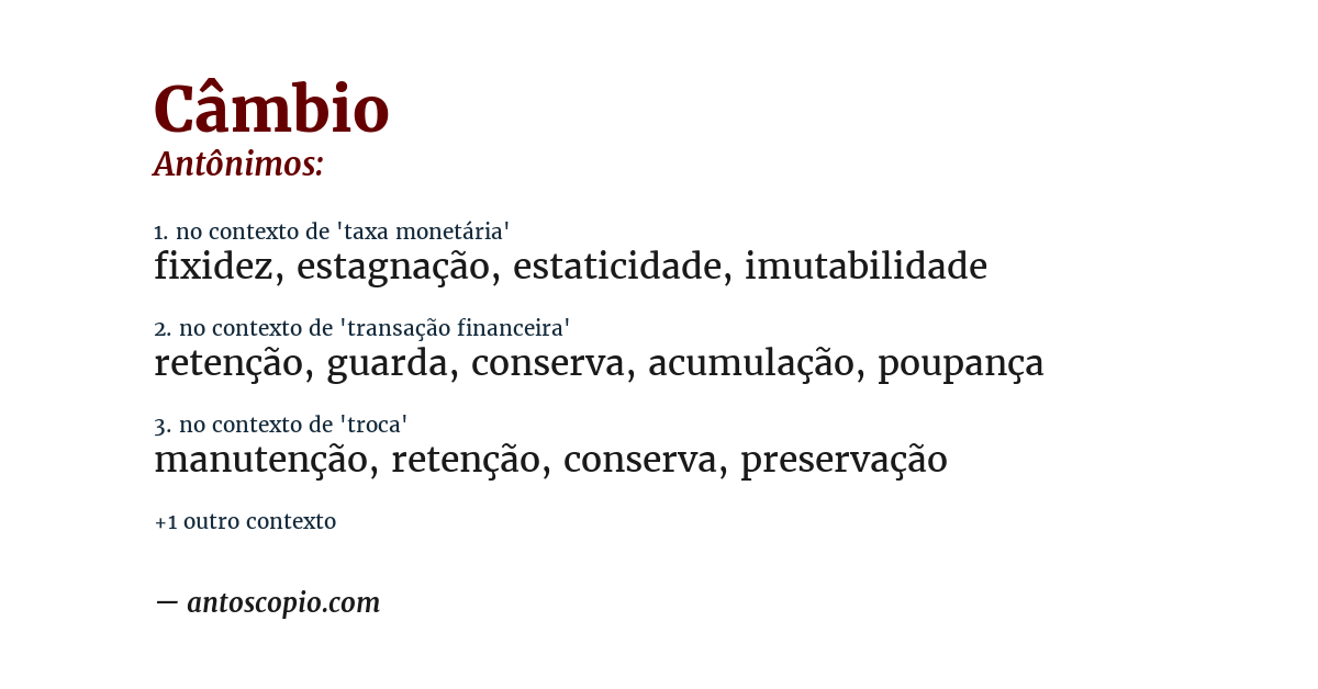 Antônimo de câmbio
