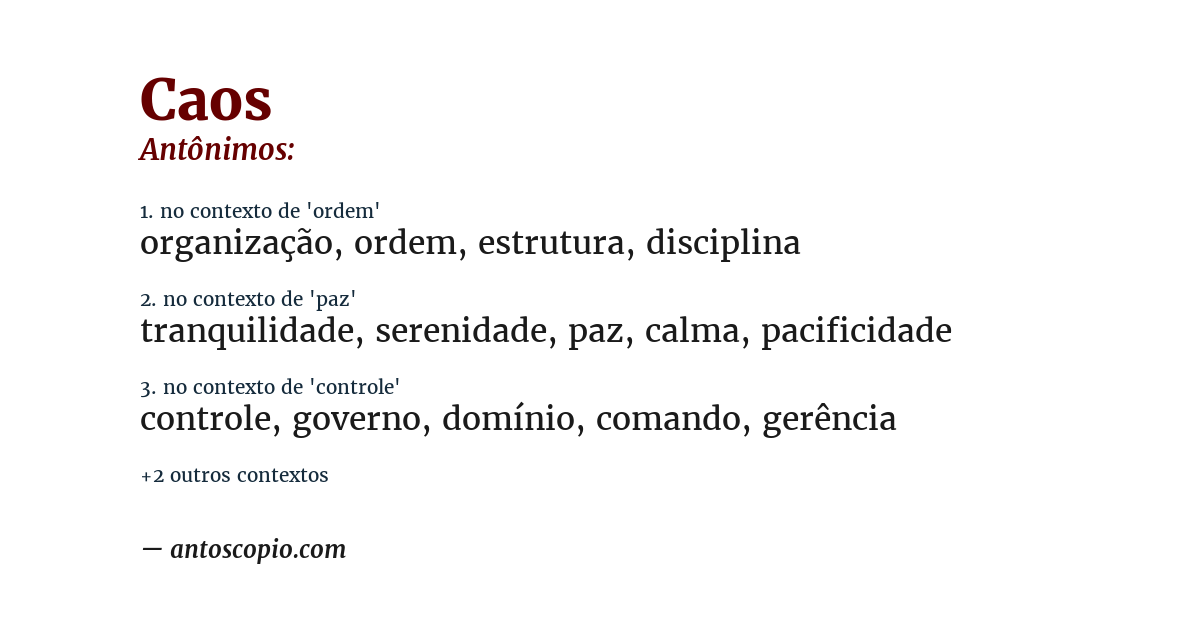 Antônimo de caos