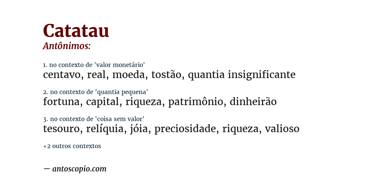 Antônimo de catatau