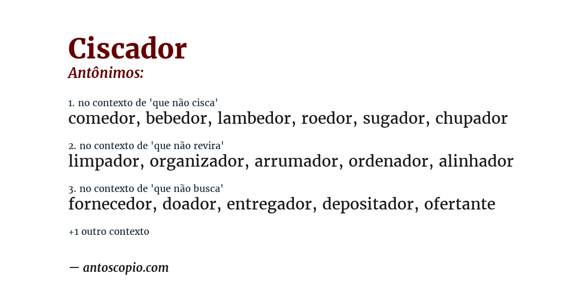 Antônimo de ciscador