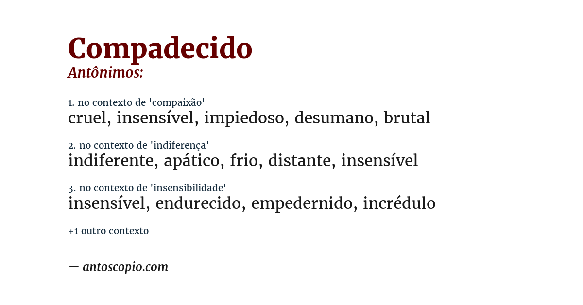 Antônimo de compadecido
