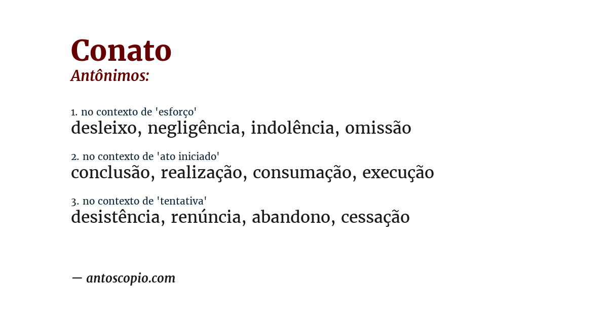 Antônimo de conato