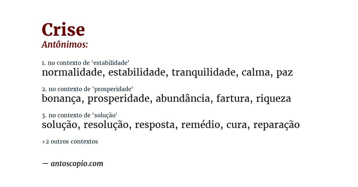 Antônimo de crise