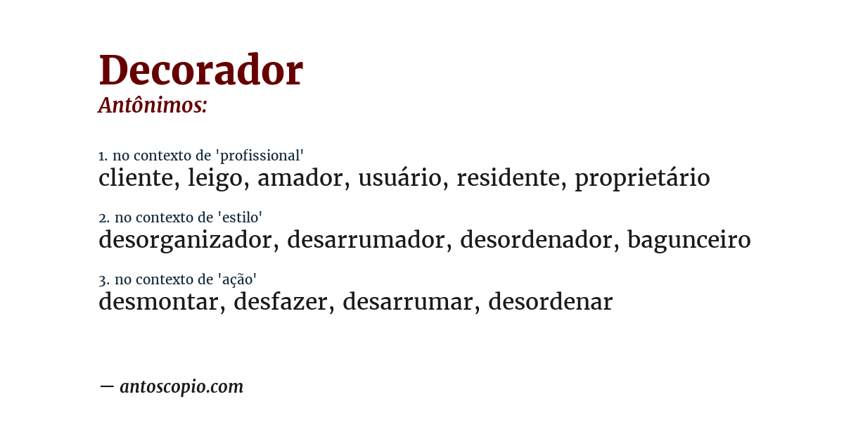 Antônimo de decorador