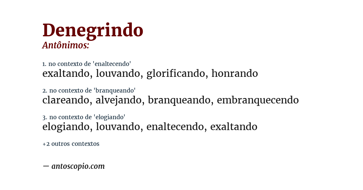 Antônimo de denegrindo