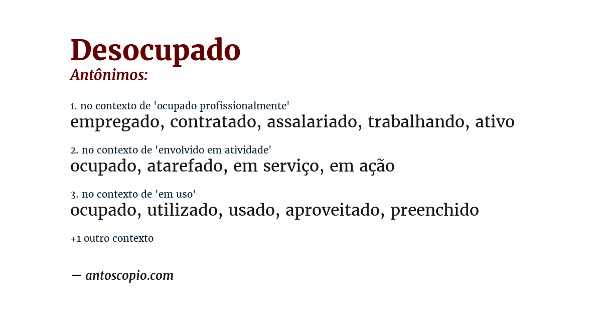 Antônimo de desocupado