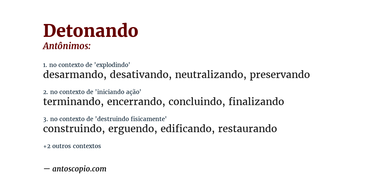 Antônimo de detonando