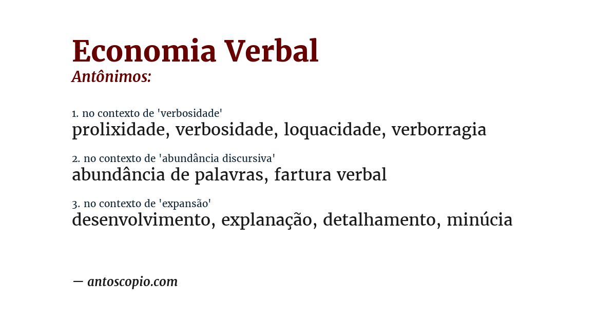 Antônimo de economia verbal
