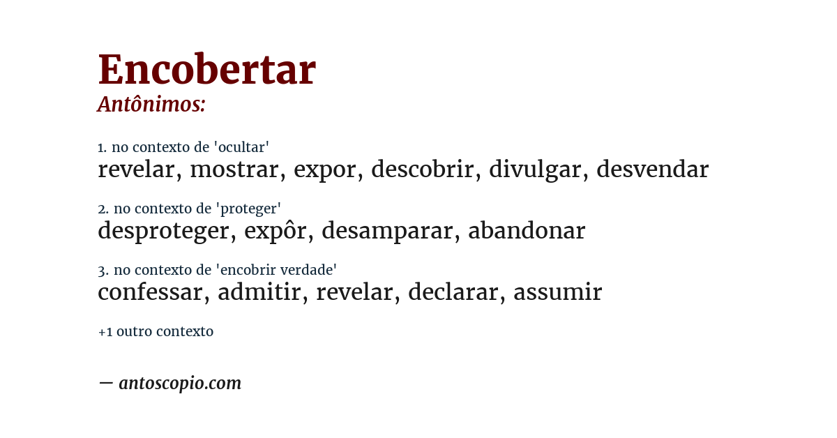 Antônimo de encobertar