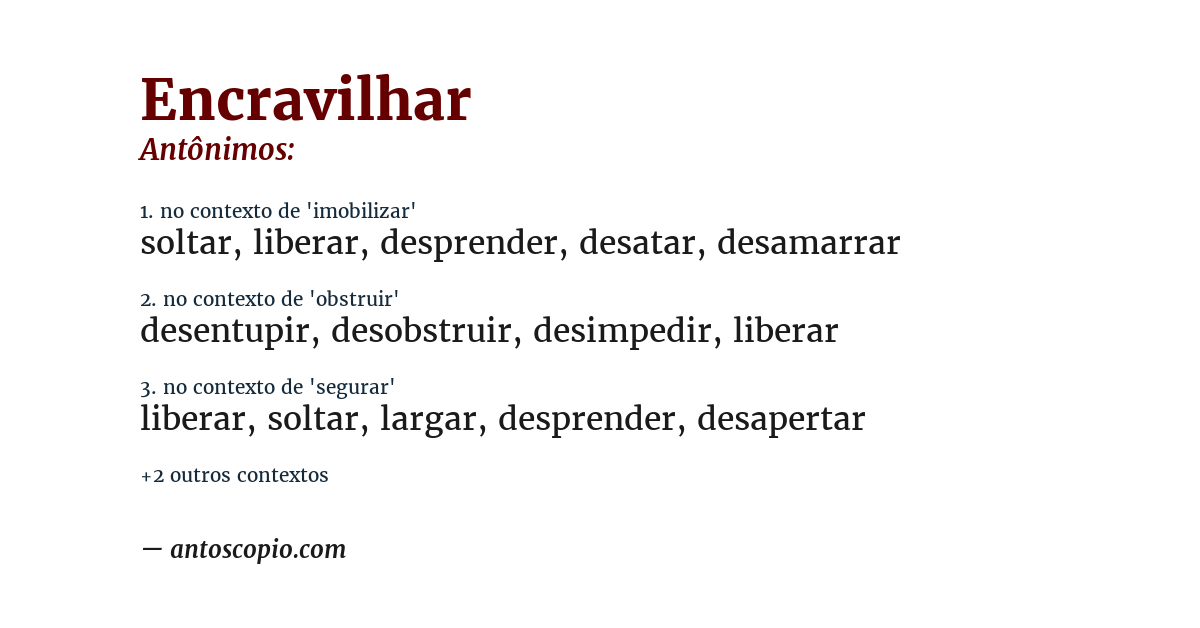 Antônimo de encravilhar