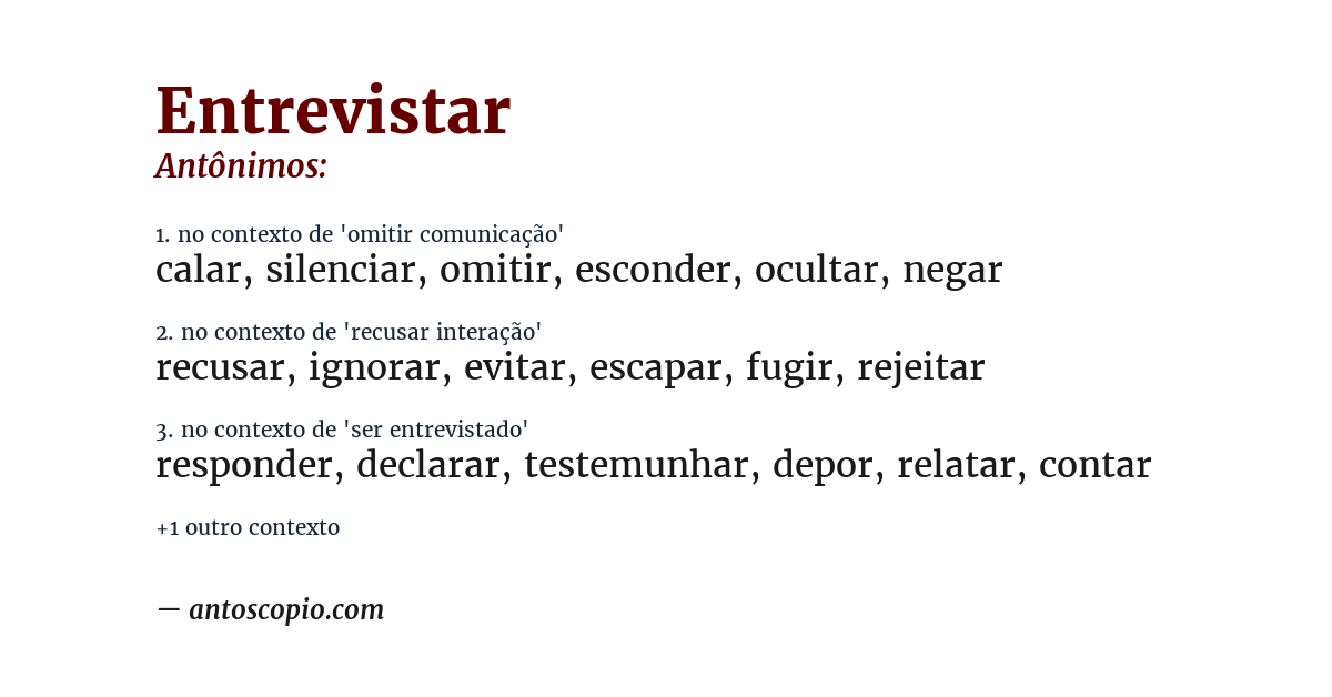 Antônimo de entrevistar