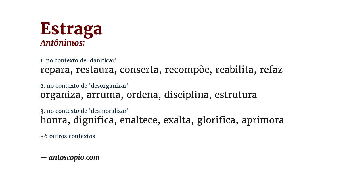 Antônimo de estraga