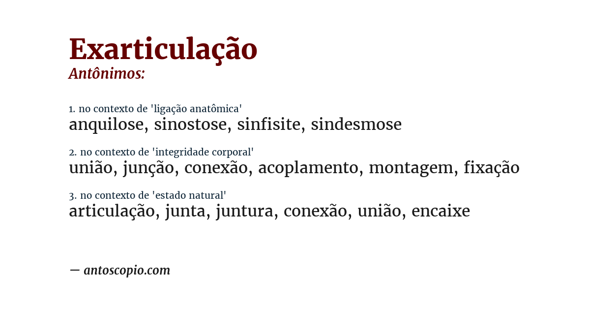 Antônimo de exarticulação