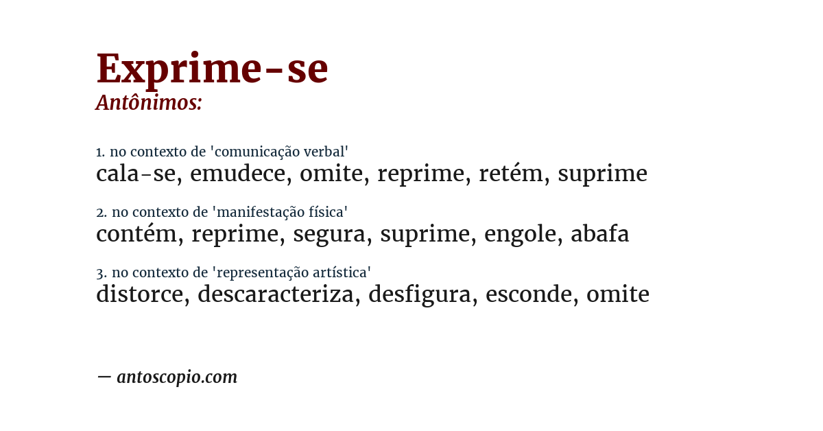 Antônimo de exprime-se