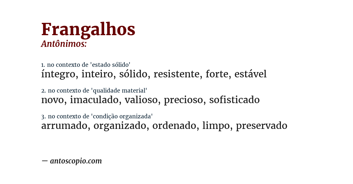 Antônimo de frangalhos