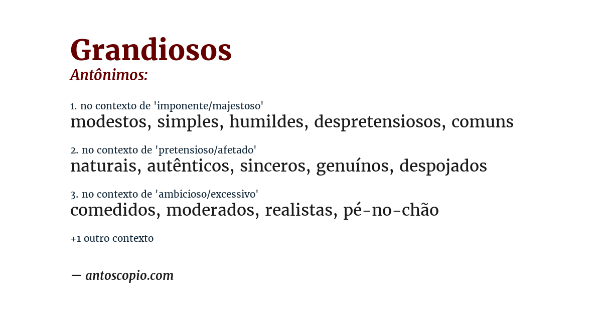 Antônimo de grandiosos