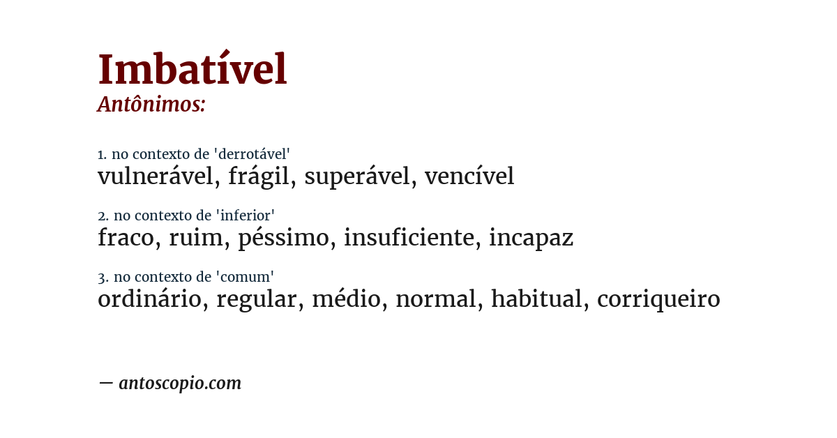 Antônimo de imbatível