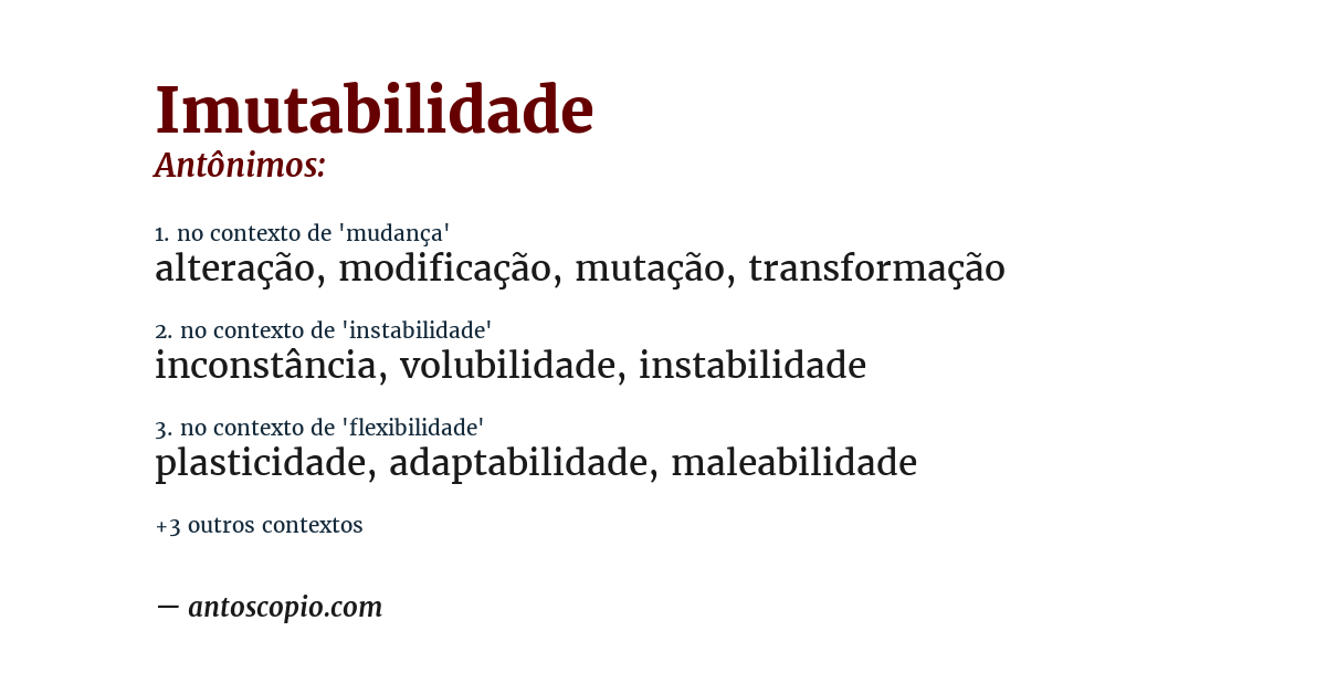 Antônimo de imutabilidade