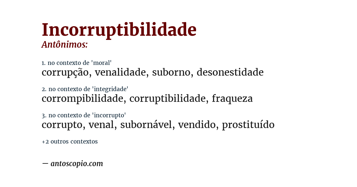 Antônimo de incorruptibilidade