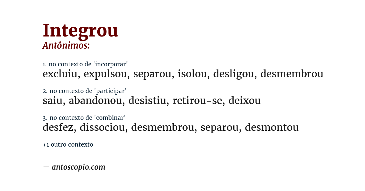 Antônimo de integrou