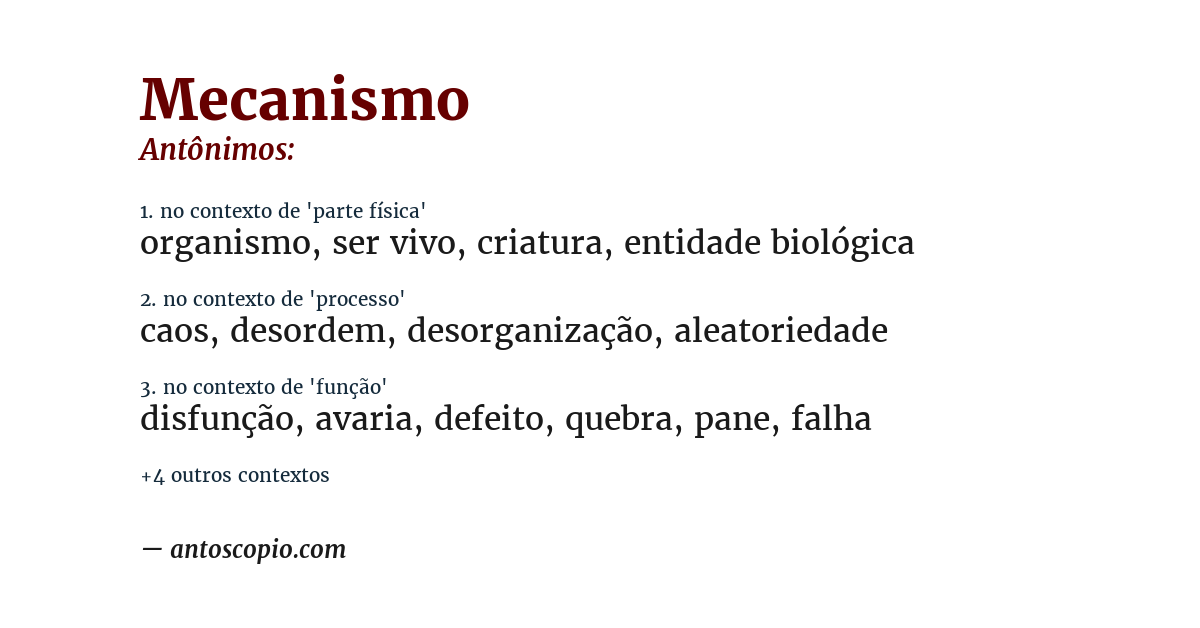 Antônimo de mecanismo