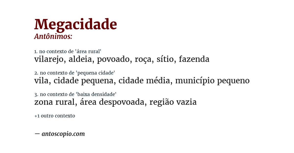Antônimo de megacidade