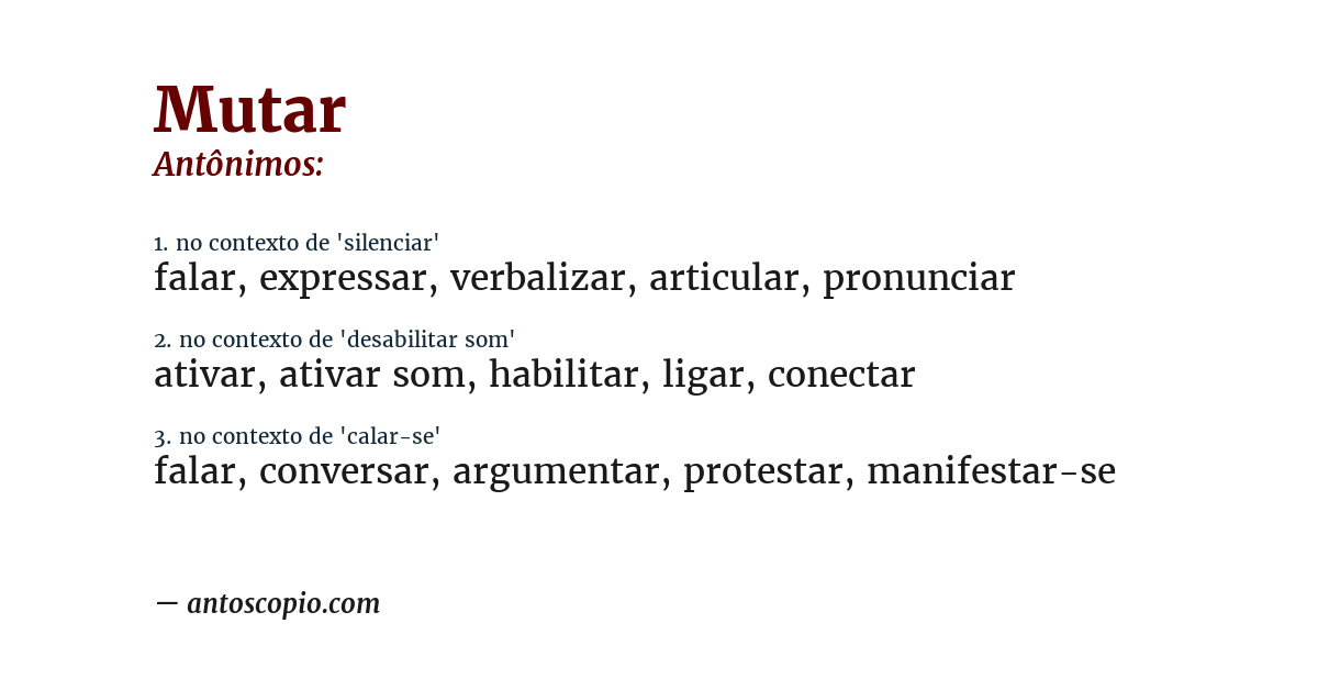 Antônimo de mutar