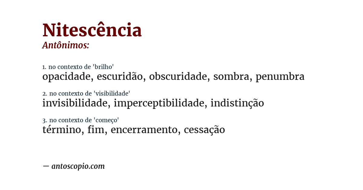 Antônimo de nitescência