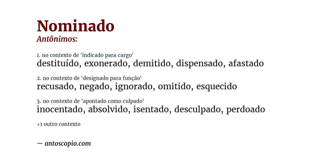 Antônimo de nominado