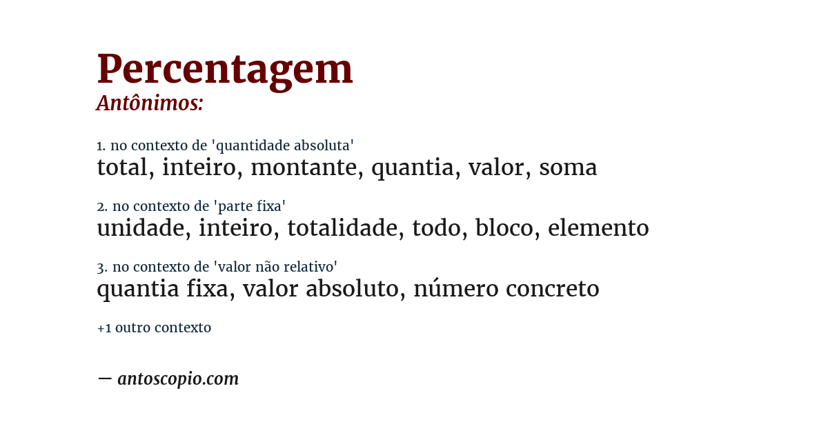 Antônimo de percentagem